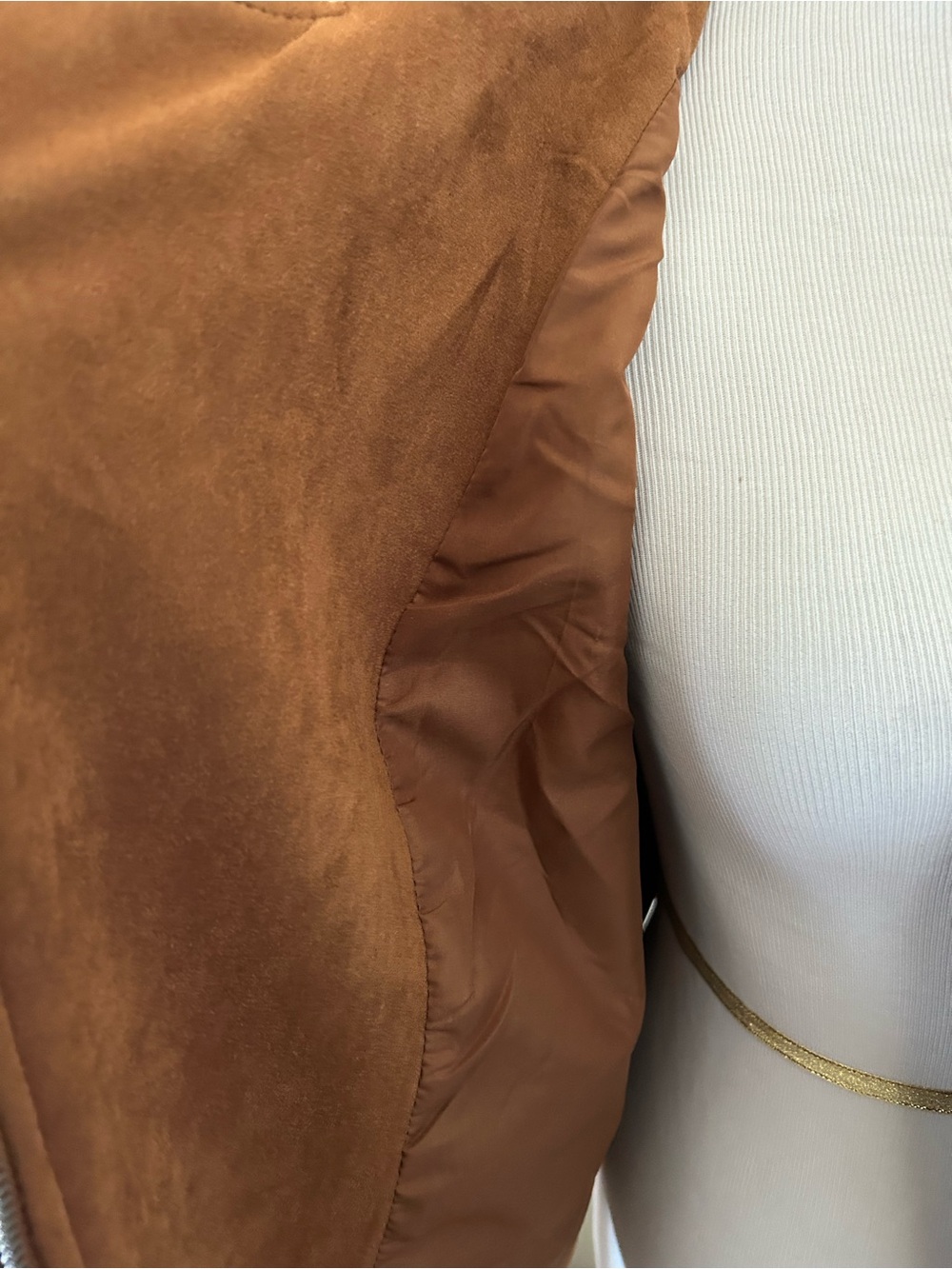 Faux Suede Jacket Motorcycle Style Jacket Dakota Jacket Rust Brown Faux Suede - Picture 7 of 7